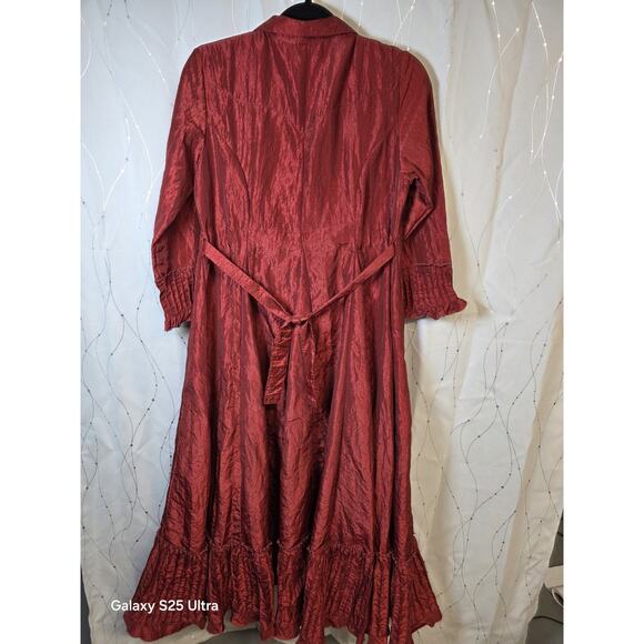 Vintage 90s Cordelia Maxi Dress Medium Ruffle Sleeve Button Up Victorian Renfair - Picture 6 of 10